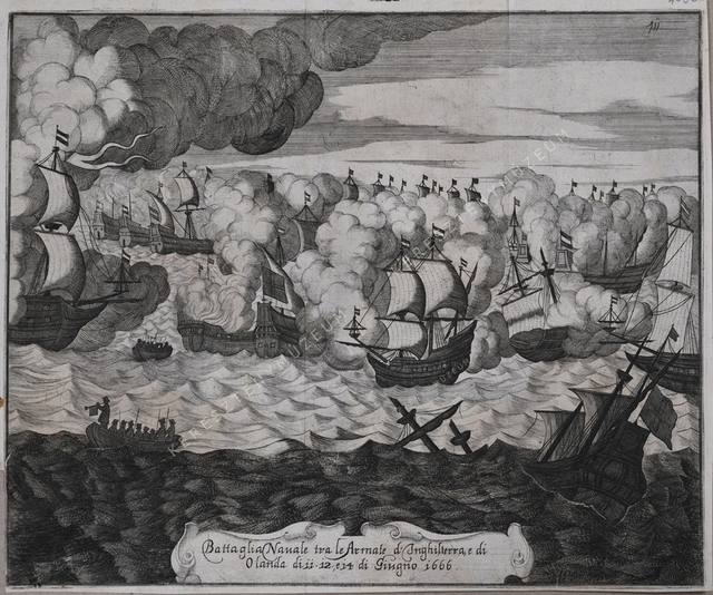 Tengeri ütközet az angol és a holland hajóhad között 1666-ban