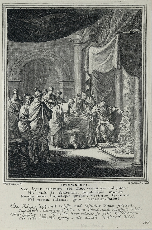 Jojákim király elégeti Jeremiás könyvét