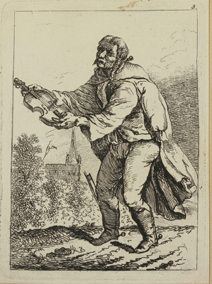 Hegedűjét nyújtó cigány