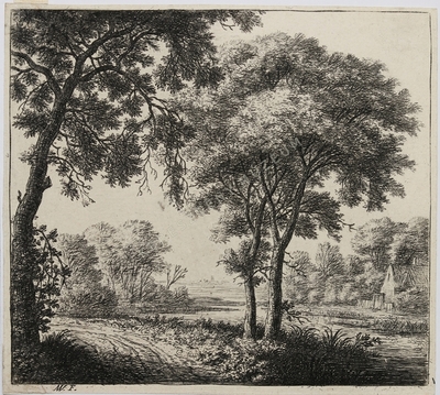 Vízparti táj parasztházzal