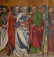 Seven apostles. Back side: Christ on the Mount of Olives