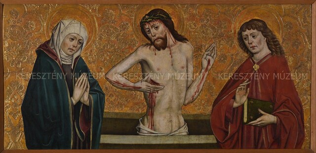 Vir Dolorum flanked by Mary and John