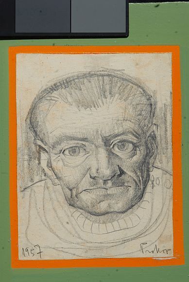 Study drawing of a head from the refugee camp