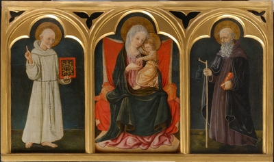 Trónoló Madonna gyermekével Sien...