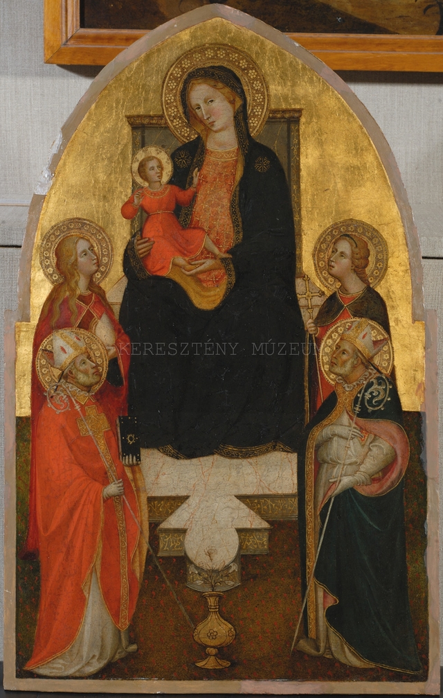 Virgin and Child Enthroned with Mary Magdalene, a bishop saint, Saint Ignatius of Antioch and a young female saint