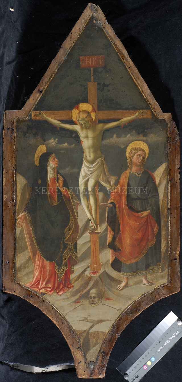 Christ on the cross between the Virgin Mary and St. John the Evangelist