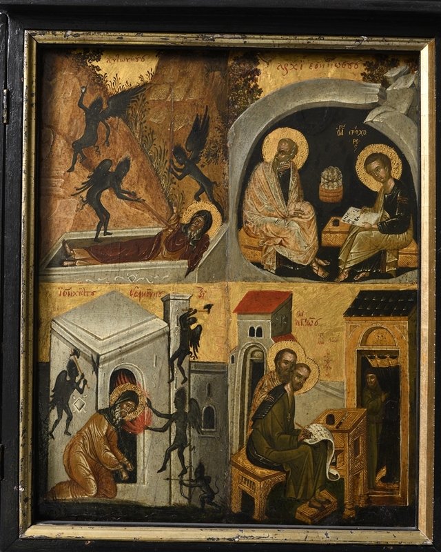 Remete Szent Antal, Szent János evangélista, Szent Pál, Aranyszájú Szent János, Dávid próféta, Szent Fanuriosz 