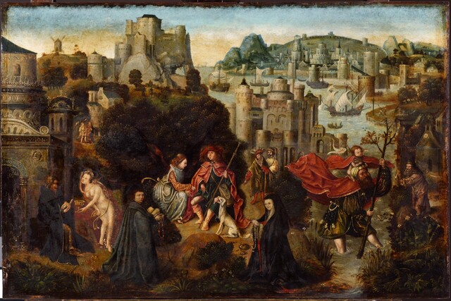 Landscape with Saint Anthony the Hermit, Saint Roch and Saint Christoph