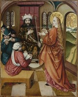 St. Catherine of Alexandria’s dispute with scholars; on the reverse: Mary from the Annunciation