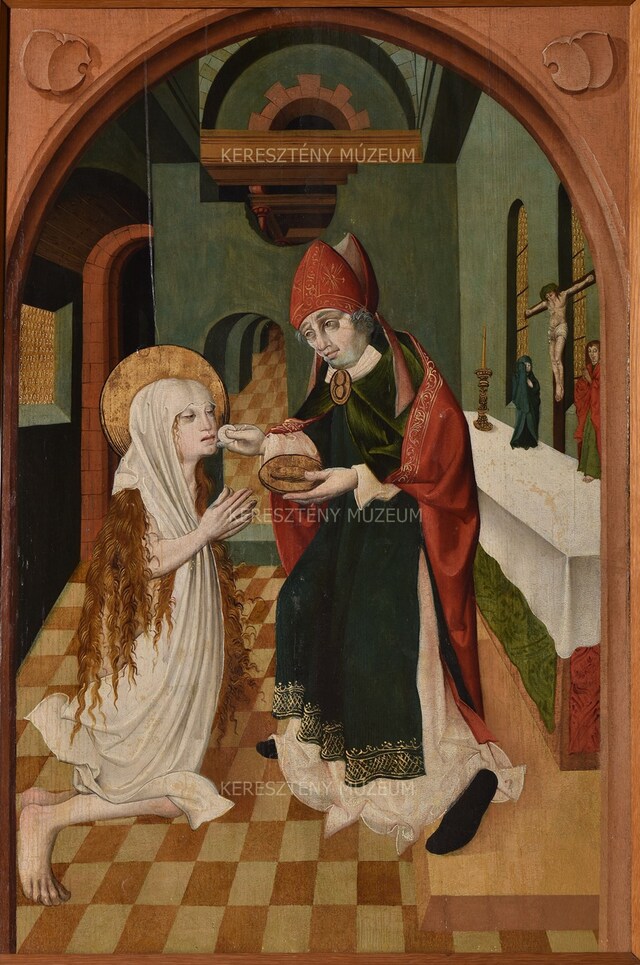 Mary Magdalene receiving communion from Bishop Maximus
