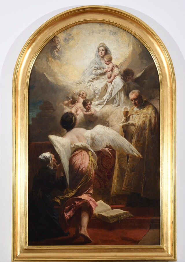 Károly Kanter (?) with the Eucharist