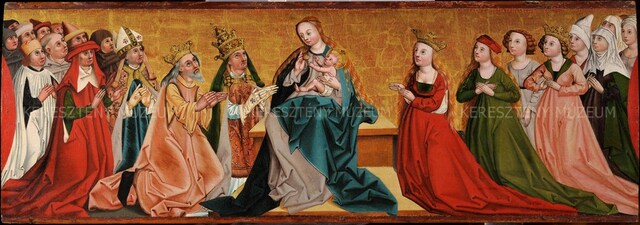 Mary and Child with people in prayer