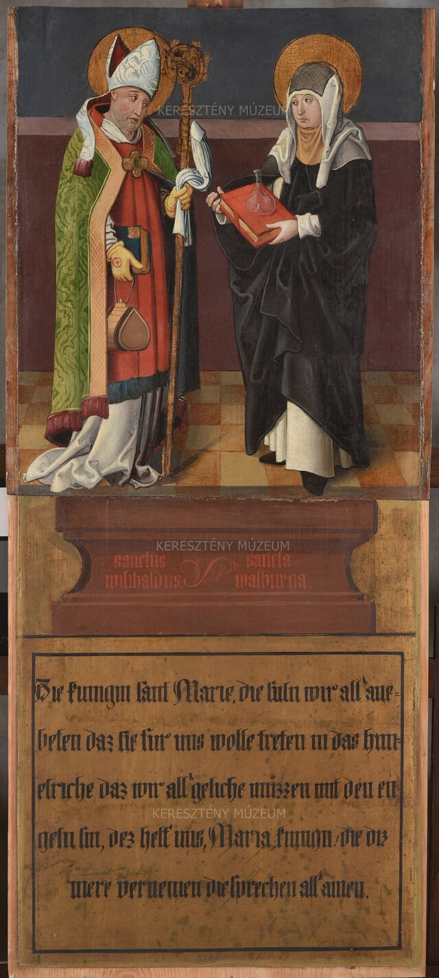 St. Willibald and St. Walpurga; on the reverse: a detail of a haloed figure of a bishop
