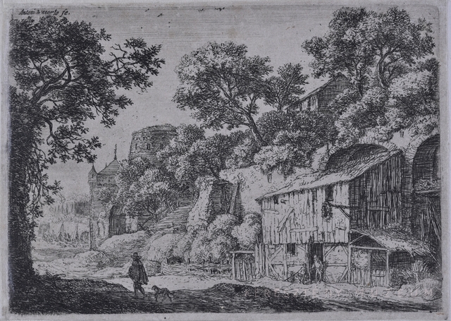 Köpenyeges férfi kutyával