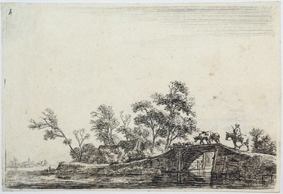 Nyáj és lovas a hídon