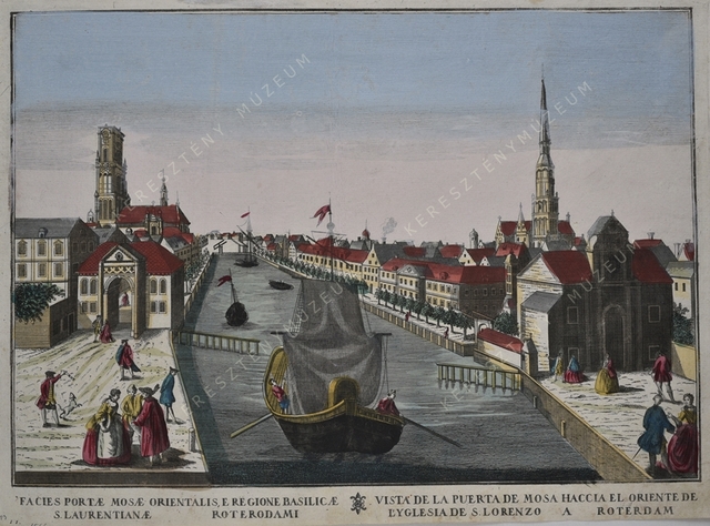 A rotterdami kikötő a Szent Lőrinc-templommal